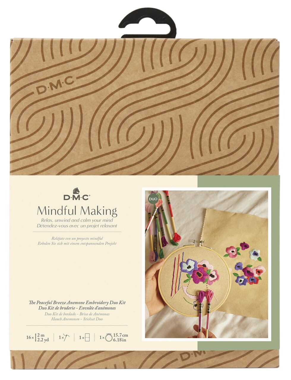 DMC Mindful Making Embroidery Duo Kit-Peaceful Breeze Anemone